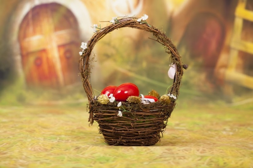 bigstock-Red-Easter-eggs-in-basket-120748574